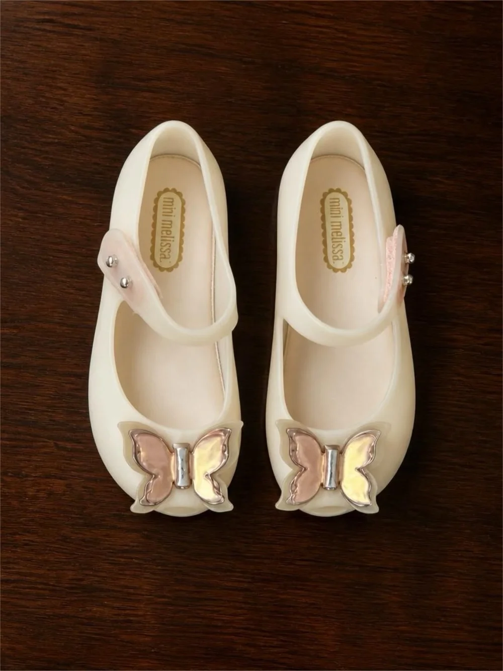Mini Melissa Butterfly Mary Jane Jelly Flats Cream Toddler US 8